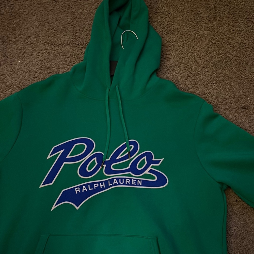 Polo Ralph Lauren Green Hoodie with Blue Logo